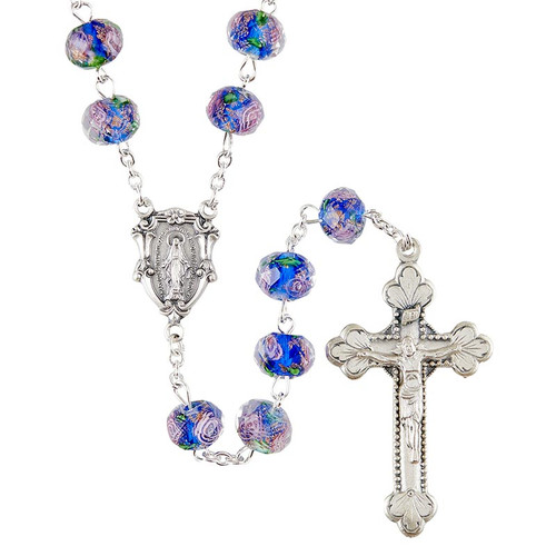 Sapphire Hand-Painted Murano Collection Rosary