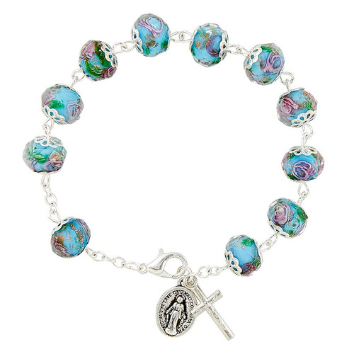 Murano Collection Aqua Rosary Bracelet