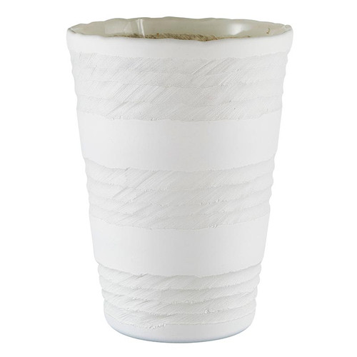 Matte White Stripes Vase