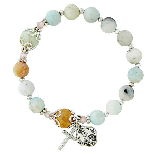Genuine Stone Rosary Bracelet - 6/pk