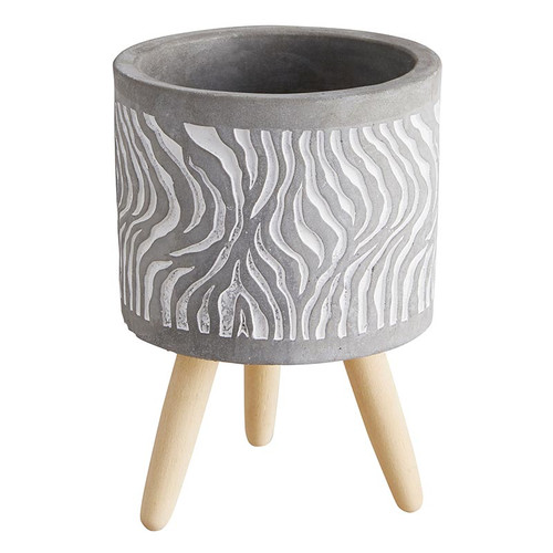 Swirl Wood Leg Pot