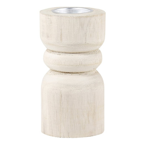 Medium Candle Holder - Natural Wood with Gold Plate