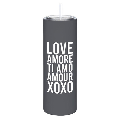 Skinny Tumbler with Straw - Love