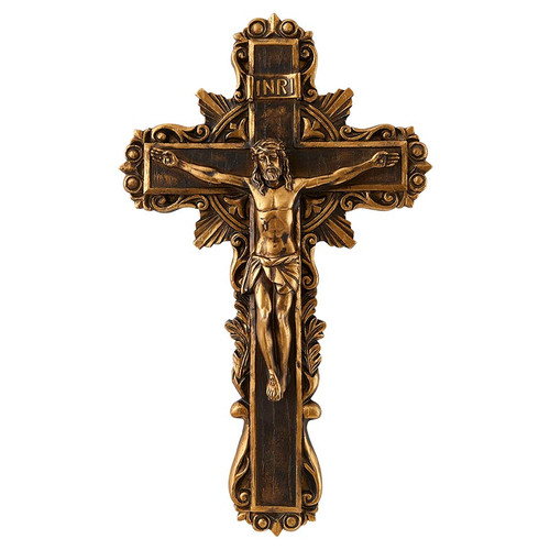 Flourish Bronze Finish Wall Crucifix