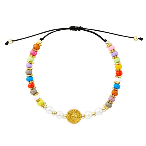 St. Benedict Colorful Bead Bracelet - 12/pk
