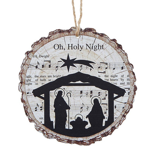 O Holy Night Wood Slice Ornament - 12/pk