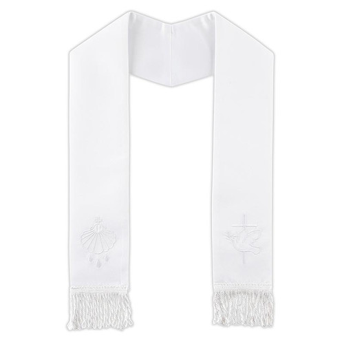 White Shell & Dove with Cross Baptismal Stole - 2/pk