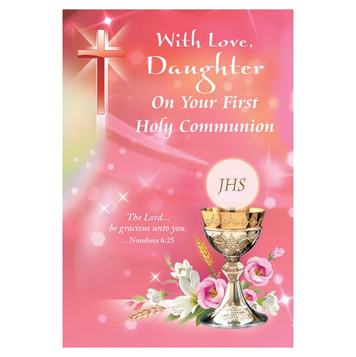With Love Daughter on Your First Communion Card