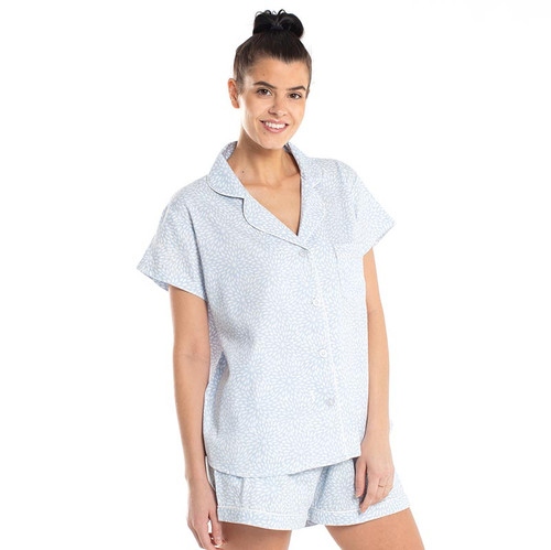 Short Sleeve + Short Two-Piece PJ Set - Blue Zinnia - Large