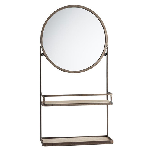 Round Mirror with Shelves