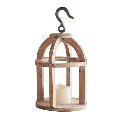 Wood Lantern With Hook - Small