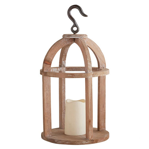 Wood Lantern With Hook - Large