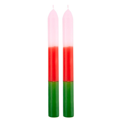 Tapered Candle - Thimblepress x Slant Pink Red Green - Set of 2