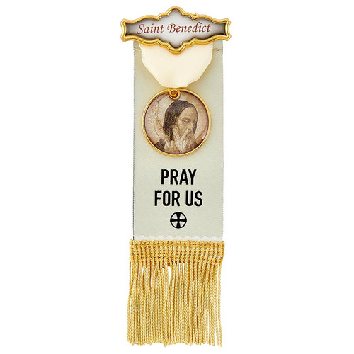 St. Benedict Vintage Ribbon Pin With Tassels