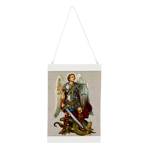 St. Michael Gray Background Canvas Wall Hang