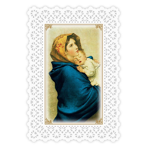 Madonna Streets/Daily Consecration To Mary Laminated Lace Holy Card - 25/pk