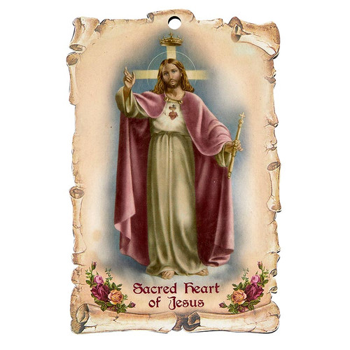 Sacred Scroll Plaque - Sacred Heart - 4/pk