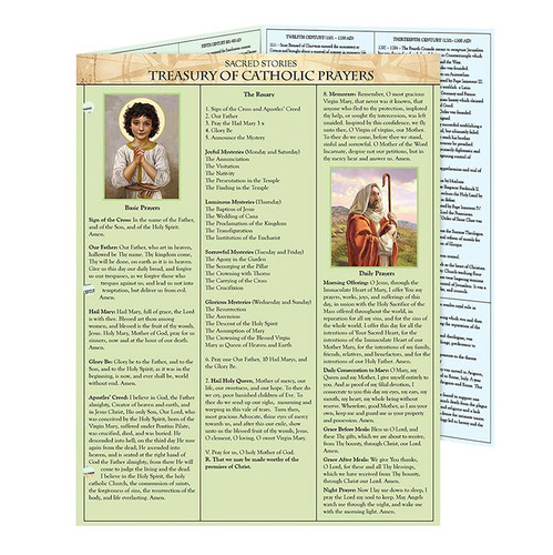 Treasury Of Catholic Prayers Sacred Stories Trifold Chart - 12/pk