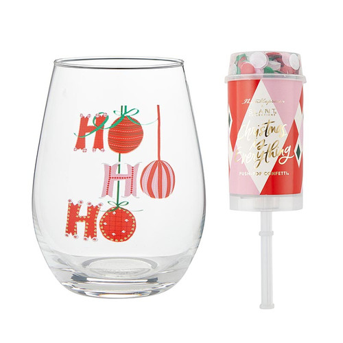 Wineglass & Popper Gift Set - Christmas is Everything Hohoho