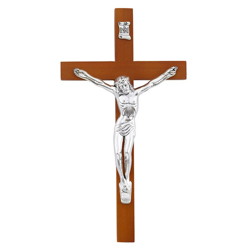 10" Olive Wood Finish Wall Crucifix