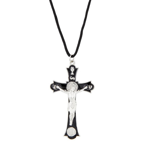 Black First Communion Crucifix Pendant - 12/pk