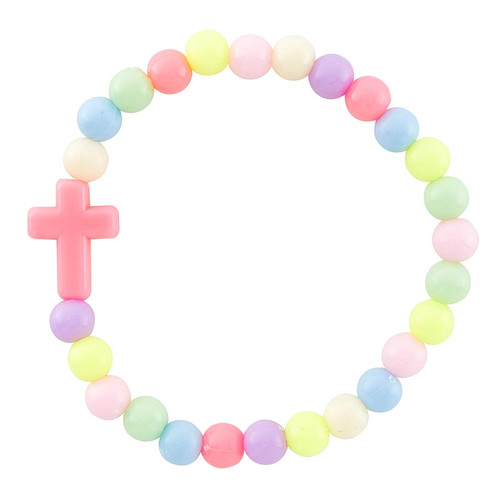 Colorful Cross Stretch Bracelet - 24/pk