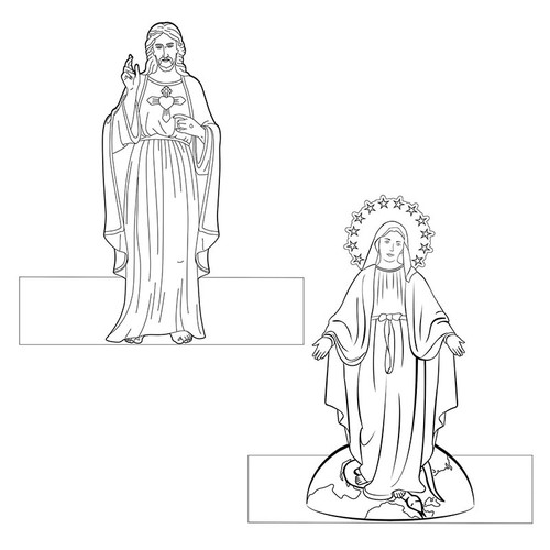 Color-Your-Own Mary and Jesus Statues - 48/pk