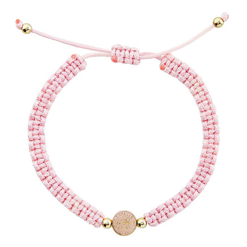 Pink St. Benedict Medal Macrame Bracelet - 12/pk