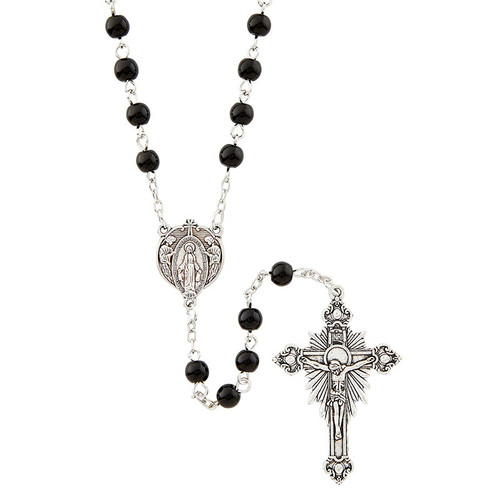 Black Adoration of the Blessed Virgin Mary Rosary - 12/pk