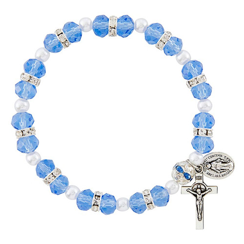 Sapphire Crystal Rosary Bracelet - 12/pk