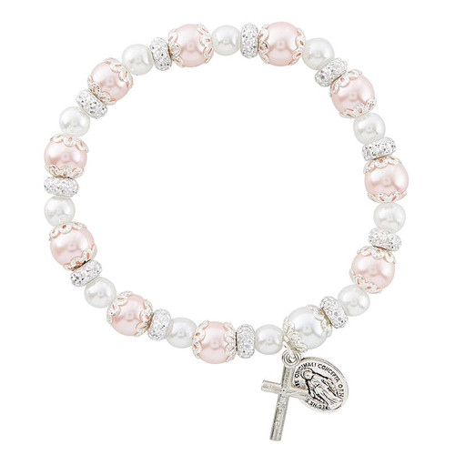 Pink Pearl Rosary Bracelet - 12/pk