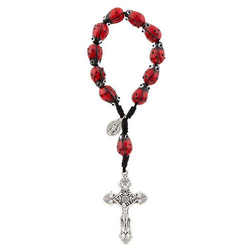 Ladybug One Decade Cord Rosary - 6/pk