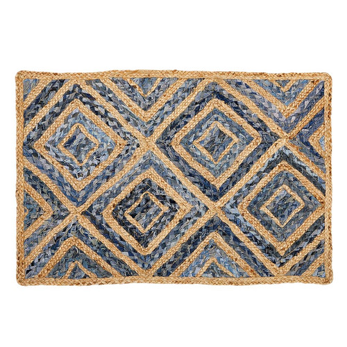 Diamond Pattern Denim Rug