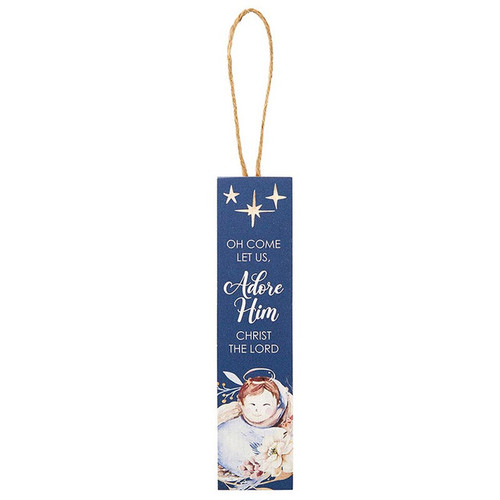 O Come Let Us Adore Him Plank Ornament - 12/pk