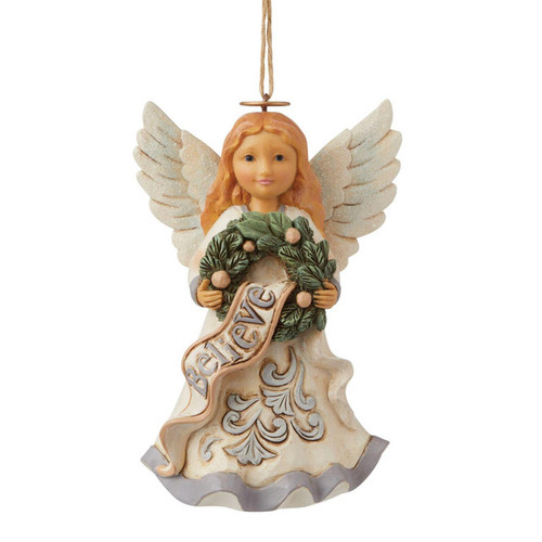 Jim Shore White Woodland Believe Ornament