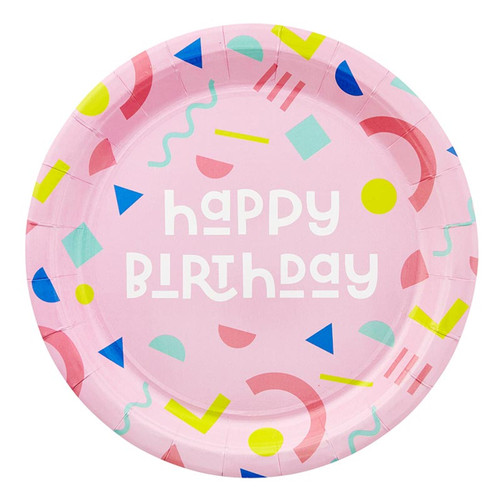 Paper Plates - Happy Birthday Kids Geometric - 12ct