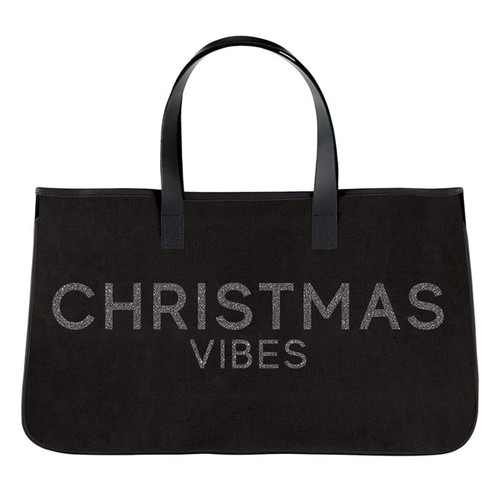 Black Canvas Tote-Christmas Vibes