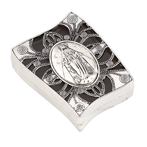 Miraculous Ornate Metal Rosary Box - 4/pk