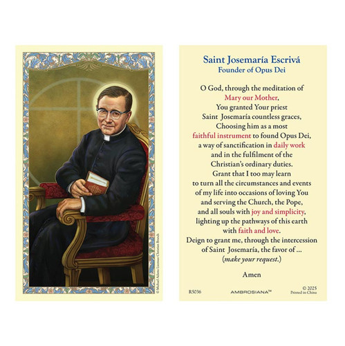 St. Josemaria Escriva Holy Card - 25/pk St. Josemaria Escriva Holy Card - 25/pk