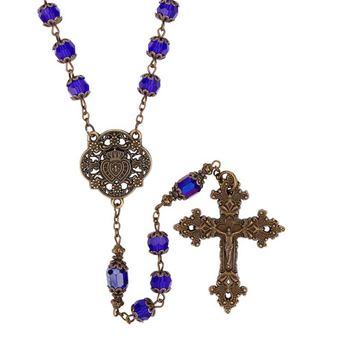 Sapphire Twin Hearts Rosary Sapphire Twin Hearts Rosary