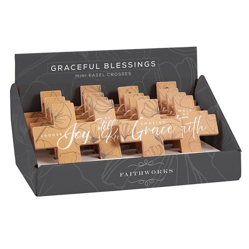 Filled Display - Mini Easel Crosses - Graceful Blessings - 16 pcs