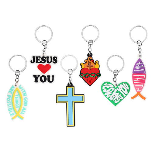 Devotional Rubber Key Chain Assortment (6 Asst) - 6 sets/pk