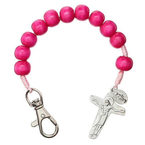 Rose One Decade Pocket Rosary with Clip - 12/pk