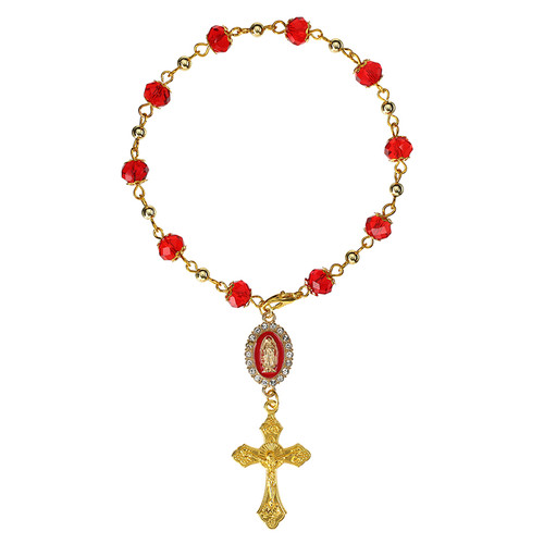 Our Lady of Guadalupe Crystal Steering Wheel Rosary - 12/pk