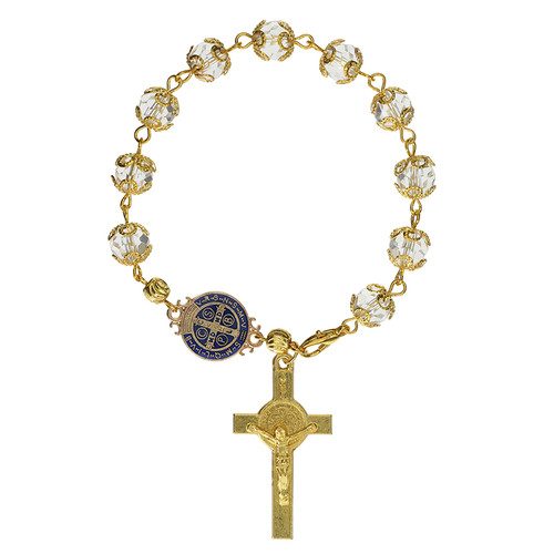 St. Benedict Crystal Steering Wheel Rosary - 12/pk