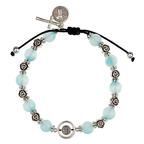 St. Benedict Frosted Bead Rosary Bracelet - 12/pk
