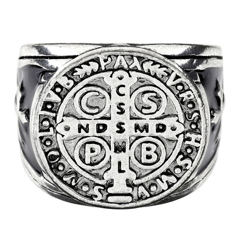 St. Benedict Men's Silver Ring Assortment (5 Asst) - 10/pk