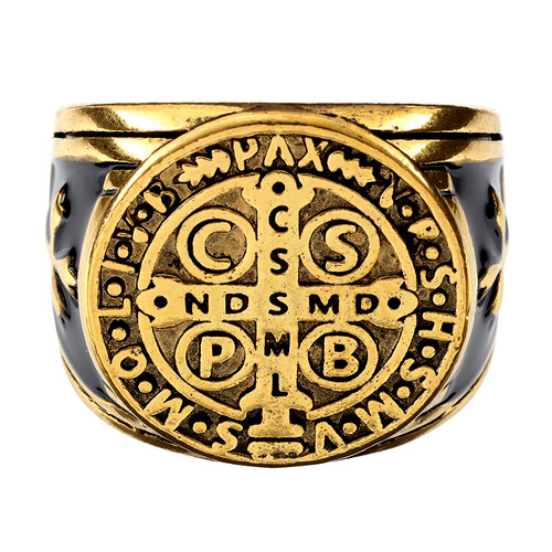St. Benedict Men's Gold Ring Assortment (5 Asst) - 10/pk