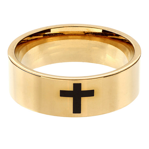 Men's Gold Cross Ring Assortment (5 Asst) - 10/pk