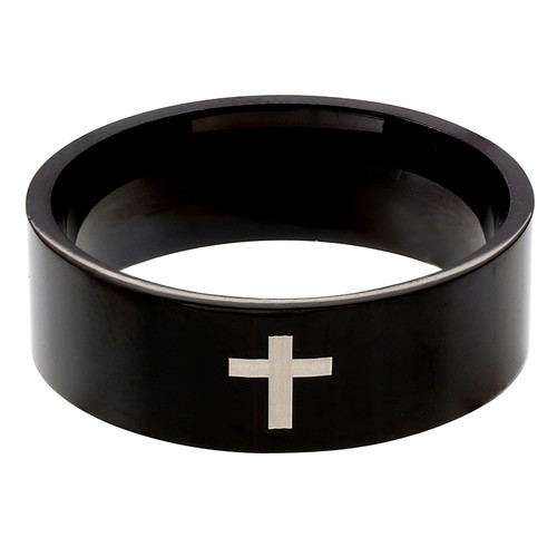 Men's Black Cross Ring Assortment (5 Asst) - 10/pk